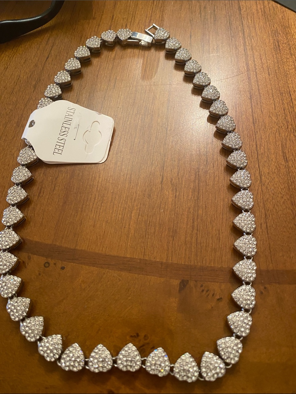 Fashion Jewelry Silver Pave Heart Necklace